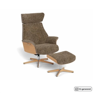 Conform Air lænestol - Eg lak - Fårskind Sahara/Fossil - Mulighed for skammel